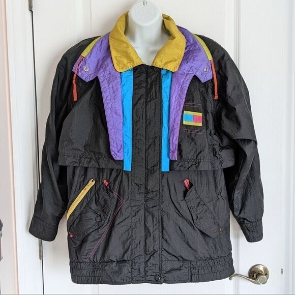 Vintage 80S 90s oversized casual isle black purple Small - Picture 4 of 12